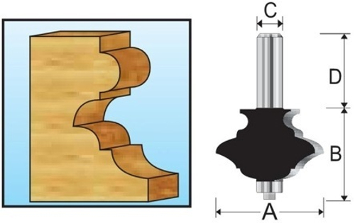 Фреза кромочная фигурная 57.15х47.6, S12, 2T Makita D-11776