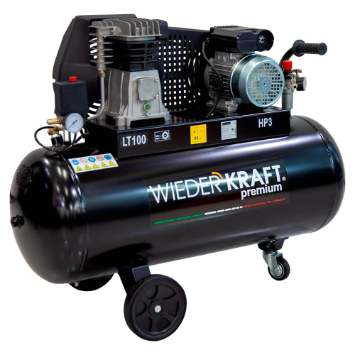 WDK-91032  Масляный поршневой компрессор с ременным приводом:320 л/мин, ресивер 100л, 9 бар; 220В