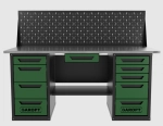 Верстак двухтумбовый 4 ящиков /5 ящиков с экраном и ящиком, 1800*700 зеленый GAROPT, GT1800Y1Y4Y5PP.green