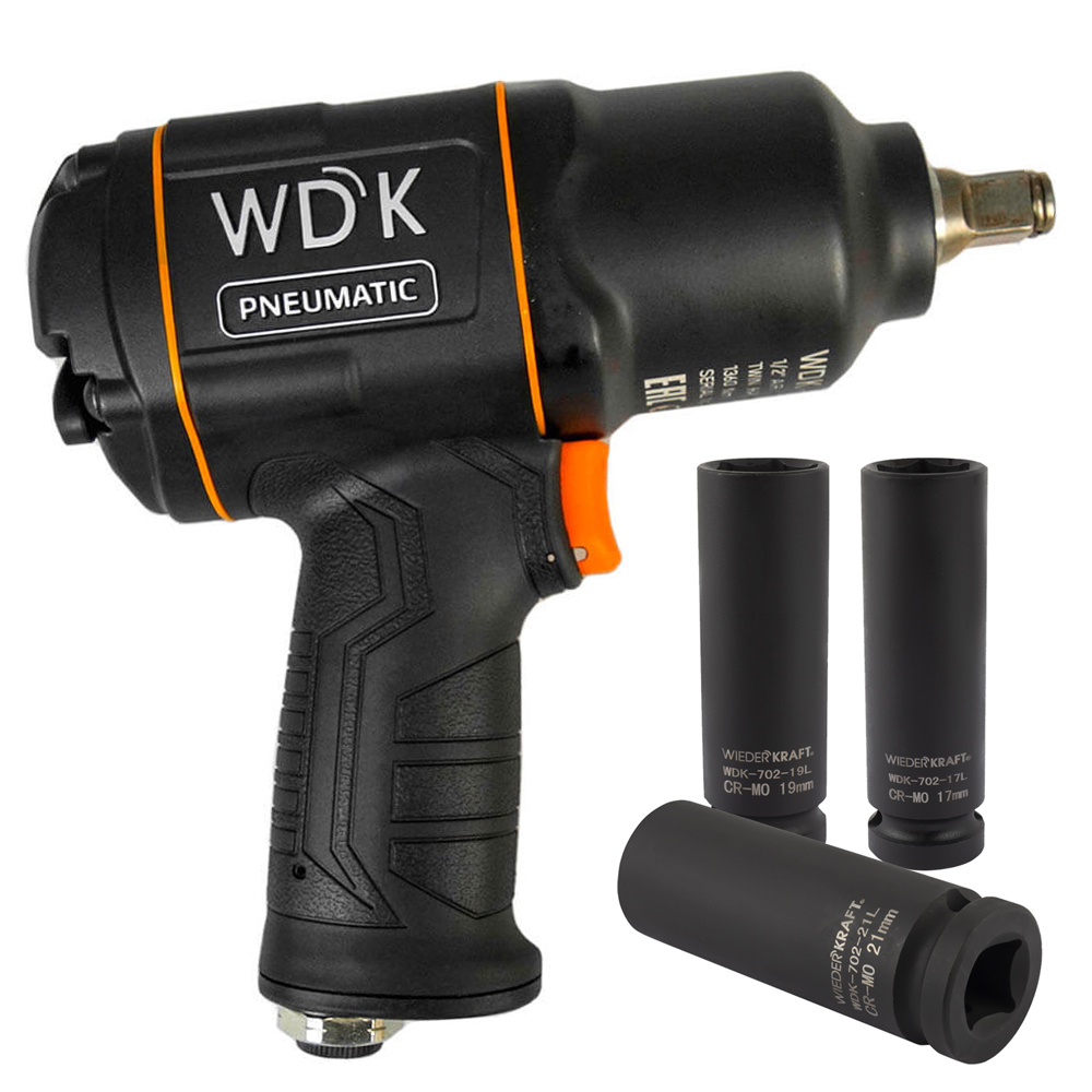Пневматический ударный гайковерт с ударными головками WDK-20440L