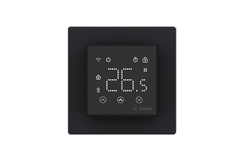 21RT0109R — Ридан Clever терморегулятор с Wi-Fi черный, IP 20, размеры 86 x 86 x 44,5 мм, диапазон регулирования температуры 5...40 °С