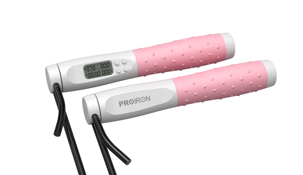 Скакалка умная с дисплеем, бело-розовая ProIron от ГЕЛЕОС