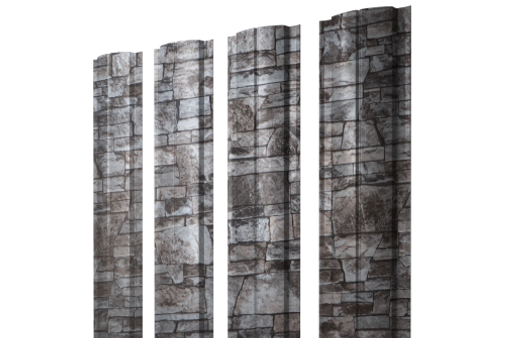 Штакетник Полукруглый Slim с прямым резом 0,45 Print Elite Fine Stone TwinColor