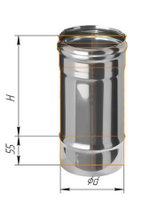 Дымоход Феррум нержавеющий (430/0,8 мм) ф120 L=0,25м