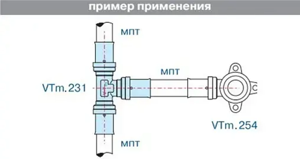 Тройник пресс соединительный 16мм Valtec VTm.231.N.161616