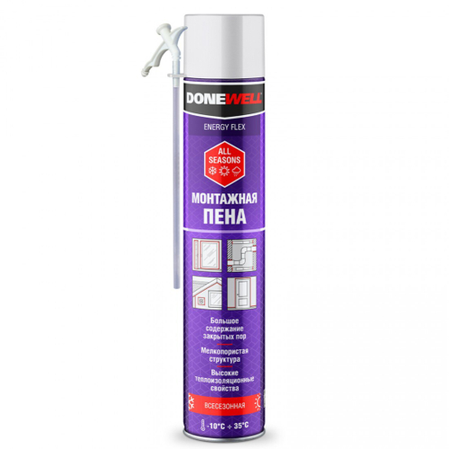 Пена монтажная бытовая Donewell Energy Flex всесезонная 1000 мл, шт