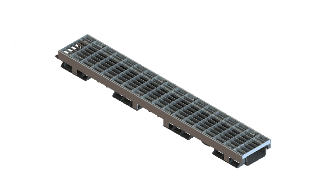 Лоток водоотводный PolyMax Drive DN100 h60 пластиковый с решеткой ячеистой ОС кл.А (комплект)