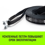 Трос буксировочный динамический HITCH PROF Лента, масса авто 1,7 т, разрывная 5 т, 6 м, 2 скобы