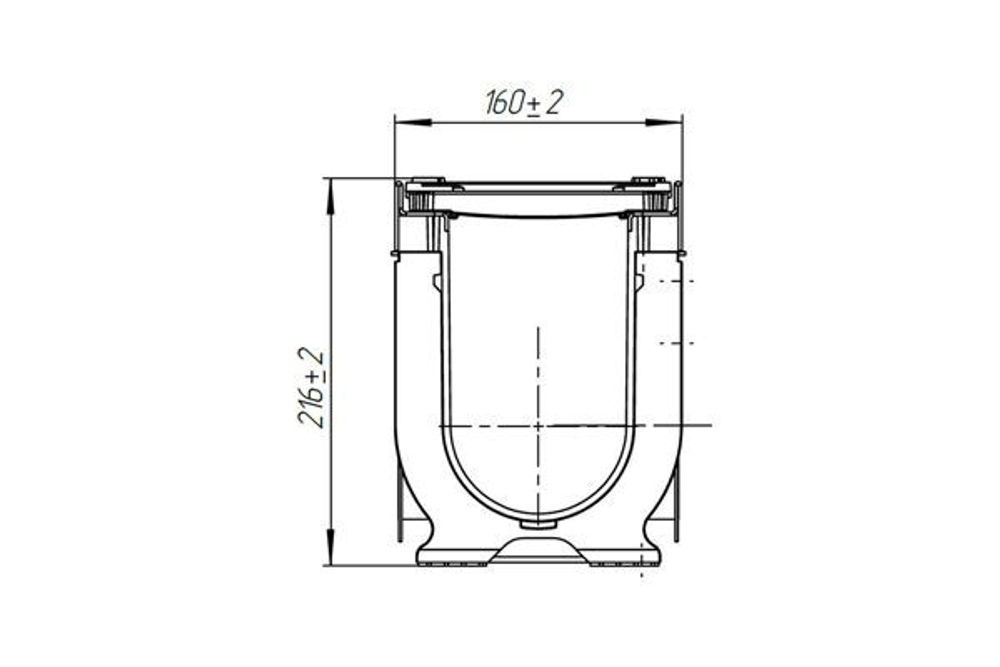 Лоток водоотводный PolyMax Drive DN100 h216 пластиковый с решеткой щелевой чугунной ВЧ кл.С (комплект)