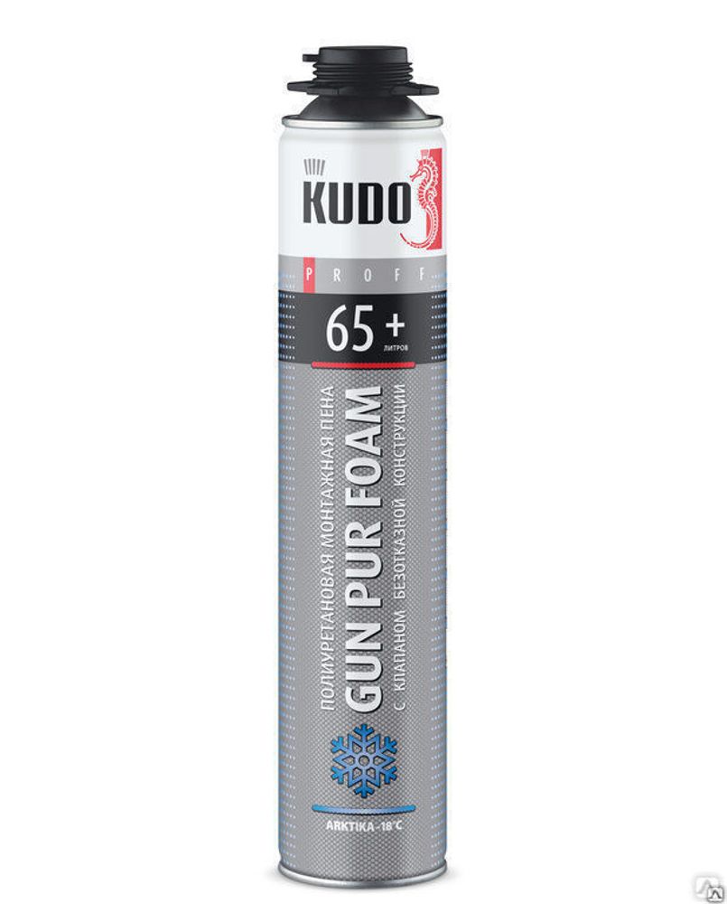 Пена монтажная KUDO PROFF 65+ -18 ºC зимняя c безотказным клапаном 1000 мл, 930 гр