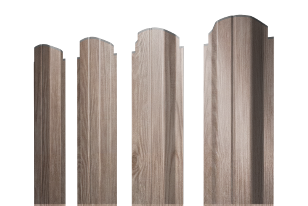 Штакетник П-образный А фигурный 0,45 Print Elite White Wood TwinColor