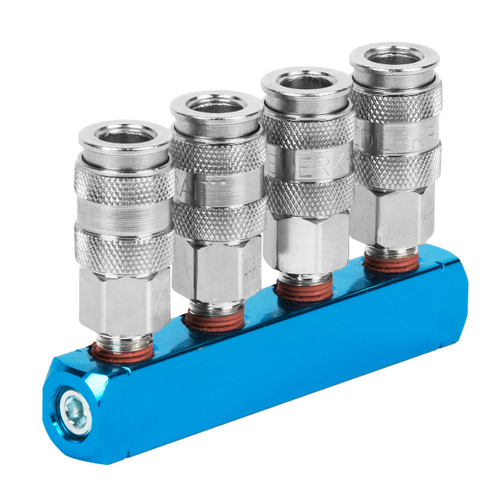 WDK-84MM Разветвитель пневматический, вход 1/4" (F), 4 выхода БРС