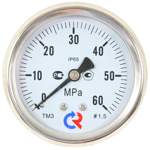 Манометр осевой Росма ТМ-32GТ.GG (G-4GМПа) M12x1.5 1.5 виброустойчивый (готовый к гидрозаполнению) 63мм, тип - ТМ-32GТ, осевое присоединение, шкала (G-4GМПа), резьба M12x1.5, класс точности 1.5, цвет хром