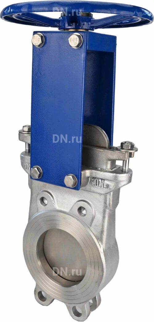 Задвижка шиберная DN.ru GVKR3232E-1W-Fb-S Ду100 Ру10 односторонняя, межфланцевая, шпиндель - выдвижной, корпус - нержавеющая сталь 316, шибер - нержавеющая сталь 316, уплотнение - EPDM, управление - штурвал