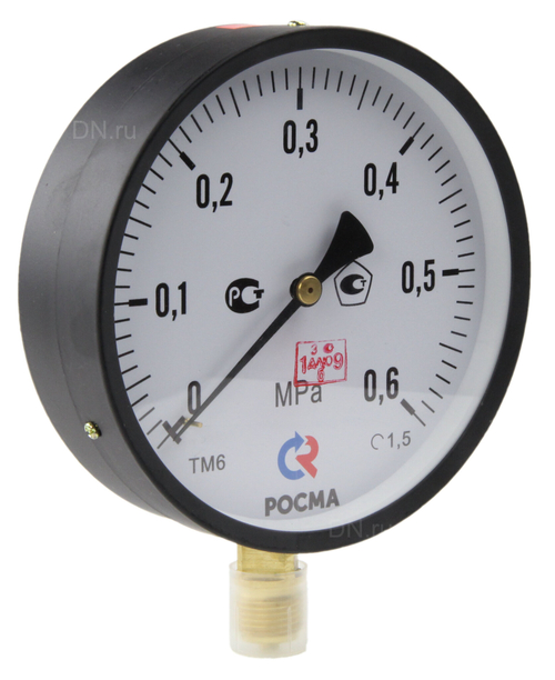 Манометр радиальный Росма ТМ-61GР.GG (G-G.1МПа), корпус 15G мм, присоединение М2Gх1.5