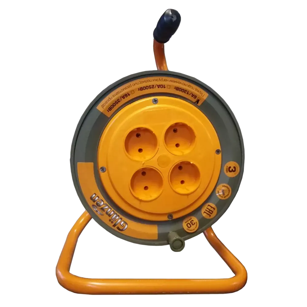 Удлинитель силовой на катушке GLANZEN 4 гн. ПВС 2х1 арт. EB-30-004