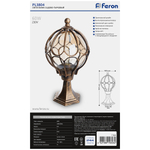 Светильник садово-парковый Feron PL3704 круглый на постамент 60W 230V E27, черное золото 11364