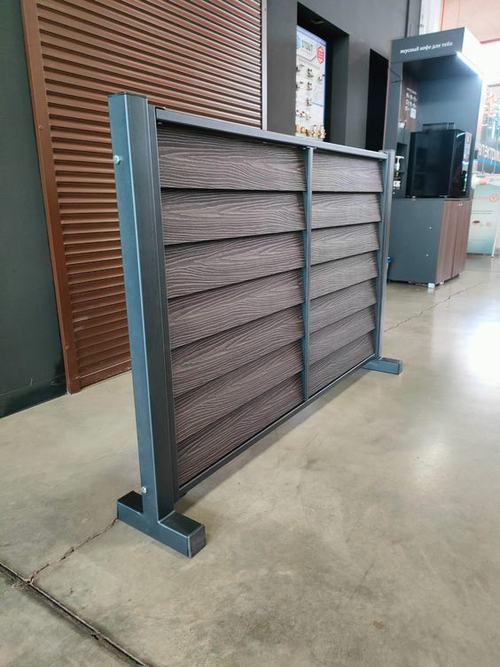 Металлическая заборная секция AIWOOD жалюзи для штакетника ДПК 140*10мм (без наполнения) 1010х1400мм