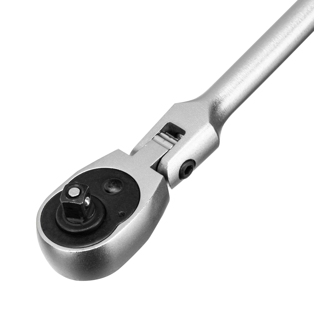 Ключ-трещотка шарнирный 1/4", СrV, 72 зуба, с быстрым сбросом, матовый хром Stels