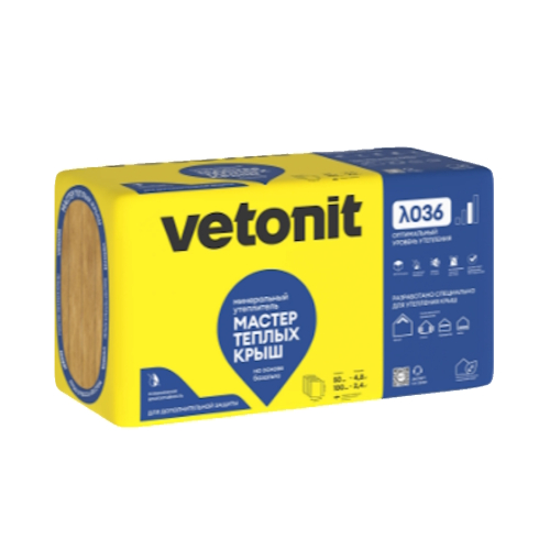 Утеплитель Vetonit Мастер Теплых Крыш 100мм (2.4м2 / 0.24м3), 4 шт