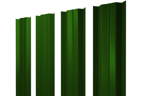 Штакетник М-образный В с прямым резом 0,45 PE RAL 6002 лиственно-зеленый