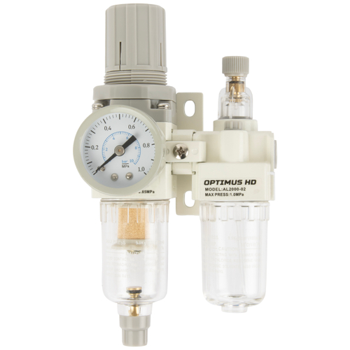 AC2010-02 Блок подготовки воздуха 1/4" с фильтром, манометром, маслораспылителем и регулятором давле