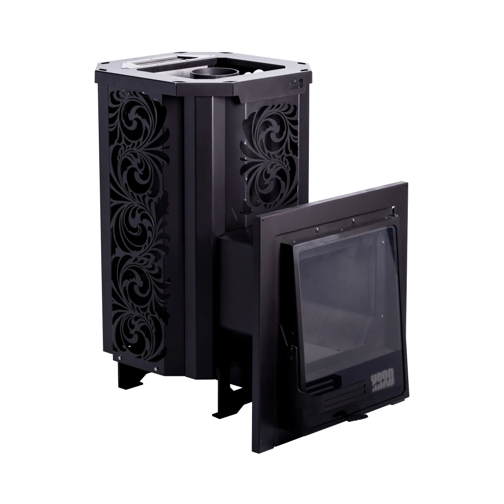 Печь для бани Сталь-Мастер HARD 30М Саванна Панорама 2025 со стеклом закр каменка дровяная