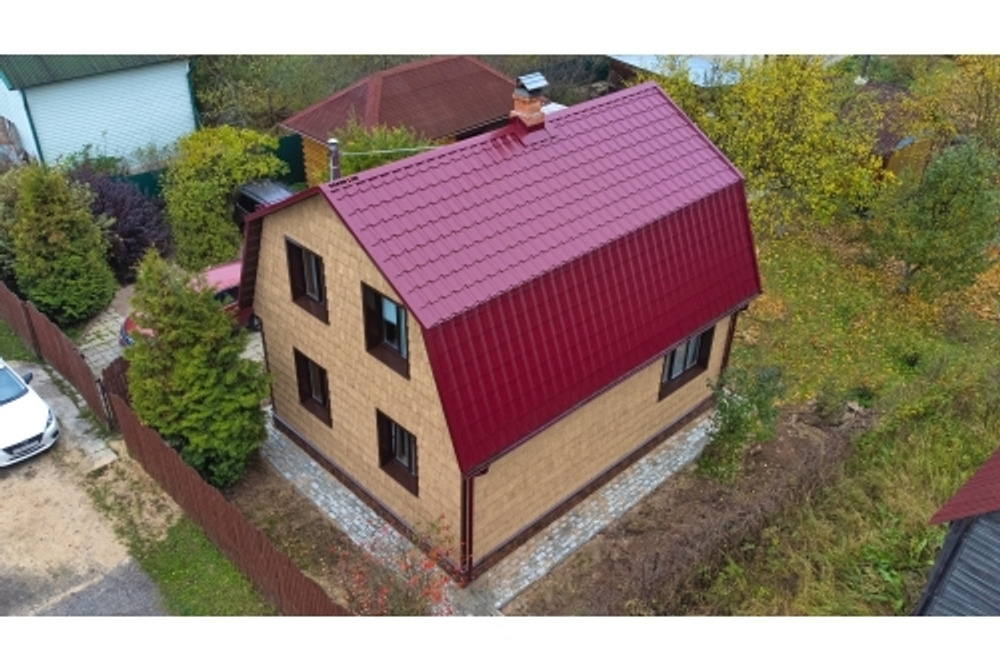 Металлочерепица камея 0,5 Satin RAL 3005 красное вино