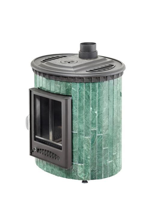 Отопительно-варочная печь "Нелжа" водяной контур в каменной облицовке