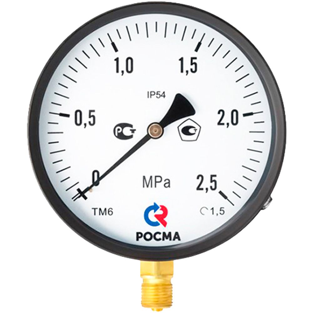 Манометр радиальный Росма ТМ-61GР.GG IP54 (G-G.16МПа) М2Gх1.5 1.5 общетехнический специального исполнения, 15Gмм, тип - ТМ-61GР, радиальное присоединение, шкала (G-G.16МПа), резьба М2Gх1.5, класс точности 1.5