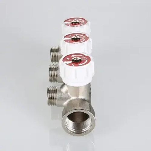 Коллектор регулирующий проходной 3 отвода ¾"в/н x ½"к Valtec VTc.570.N.0503