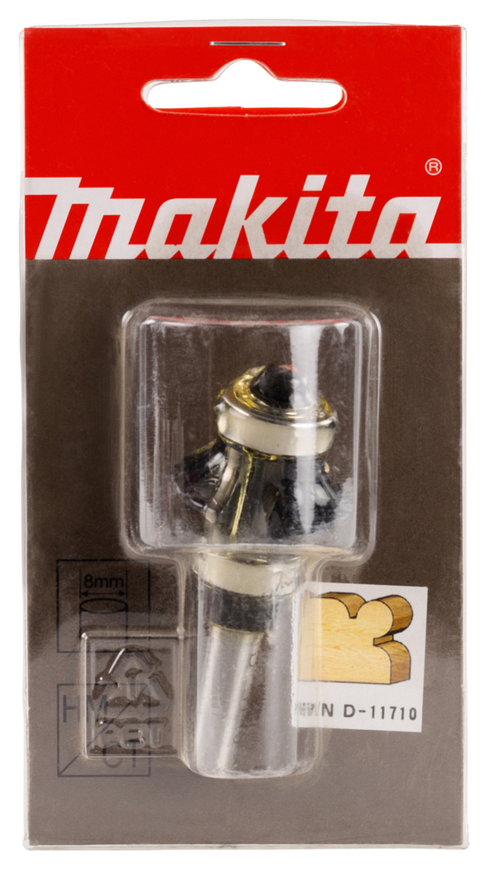 Фреза кромочная фигурная 6.35R, 28.58х15.88, S8, 2T Makita D-11710