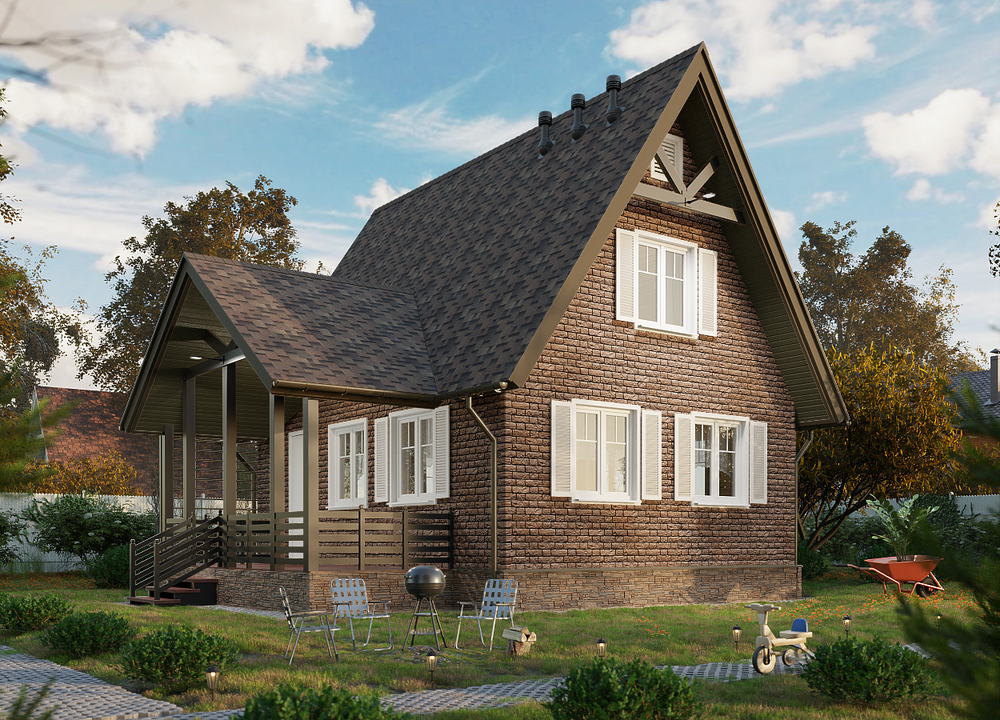 Сайдинг LUX под камень, Bergart, кедровый орех