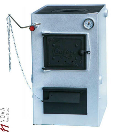 Котел Сибирь с конфоркой 15 кВт (220В) твердотопливный (КВО)