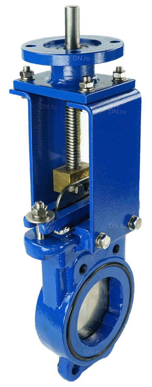 Задвижка шиберная DN.ru GVKN1331N-2W-Fb-ISO Ду100 Ру10 двусторонняя, межфланцевая, шпиндель - невыдвижной, корпус - чугун GGG40, шибер - нержавеющая сталь 304, уплотнение - NBR, с ISO-фланцем и голым штоком, круглый шток 18, F10