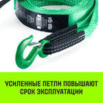 Трос буксировочный HITCH REGULAR, масса авто 2,5т, разрывная 7,5т, 5,0м, лента 50мм, крюк-крюк