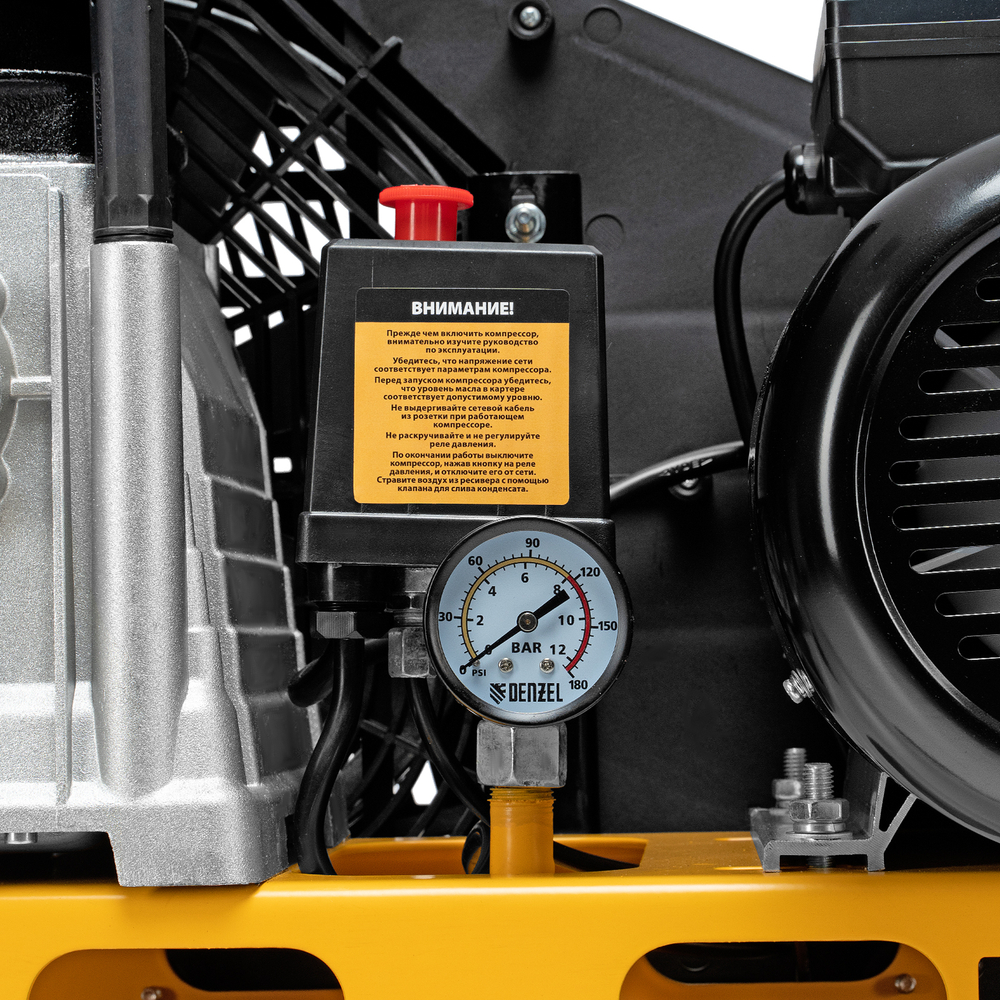 Компрессор воздушный рем. привод BCI 2200/100, 2,2 кВт, 100 литров, 420 л/мин Denzel