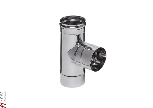 Тройник Феррум угол 90°, нержавеющий (430/0,8мм), ф130, по воде