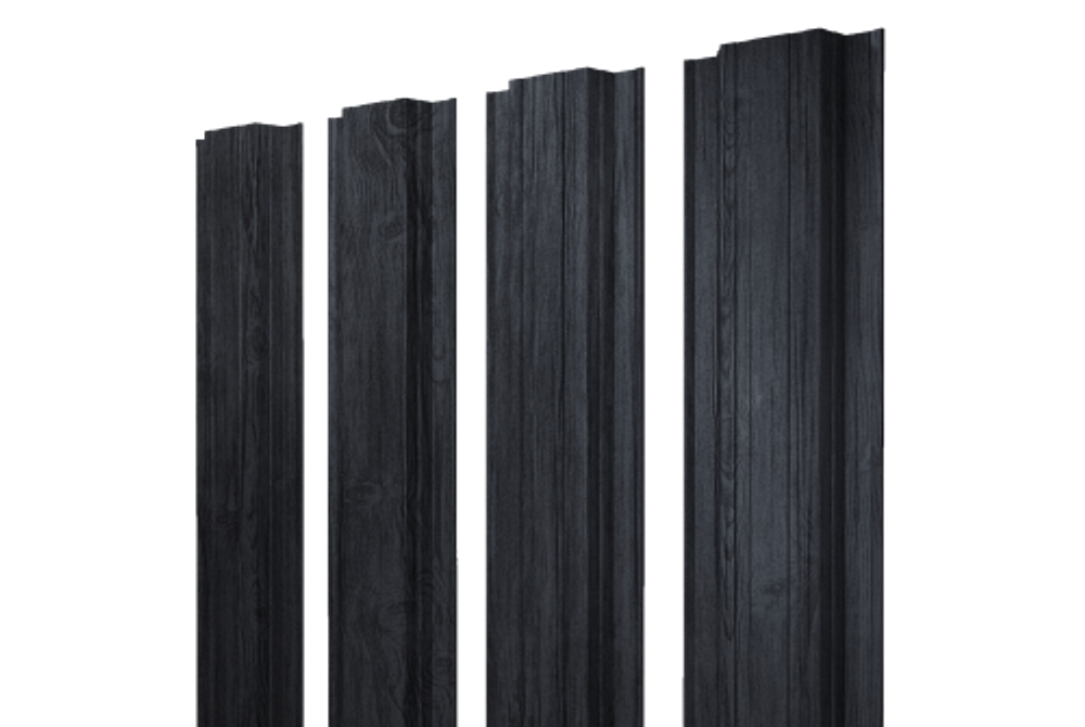 Штакетник Прямоугольный с прямым резом 0,45 Print Premium Grey Wood TwinColor