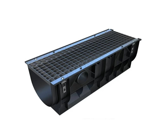 Лоток водоотводный ЛВ-30.39.38-ПП пластиковый с решеткой ячеистой стальной