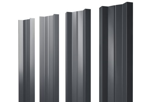 Штакетник М-образный А с прямым резом 0,4 PE RAL 7024 мокрый асфальт