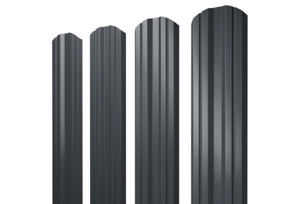Штакетник Twin фигурный 0,5 Rooftop Бархат RAL 7024 мокрый асфальт