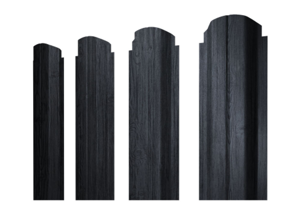 Штакетник П-образный А фигурный 0,45 Print Premium Grey Wood TwinColor