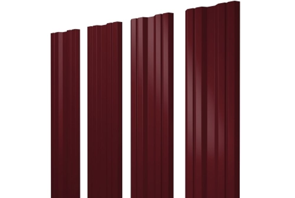 Штакетник Twin с прямым резом 0,45 PE-Double RAL 3005 красное вино