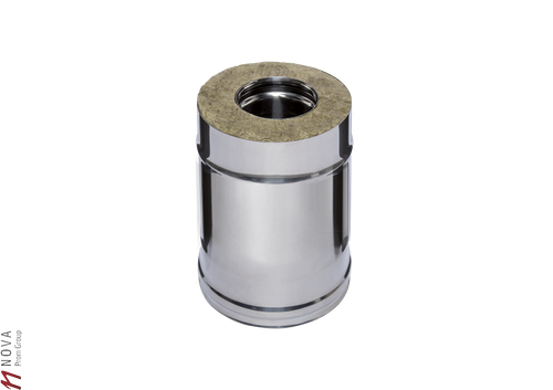 Дымоход Феррум утепленный нержавеющий (430/0,5мм)/зеркальный нержавеющий ф115/200 L=0,25м по воде