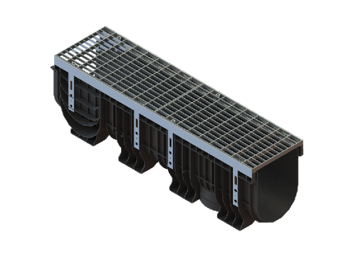 Лоток пластиковый PolyMax Drive DN200 h300 с решеткой ячеистой ОС кл.А15 (к-т)