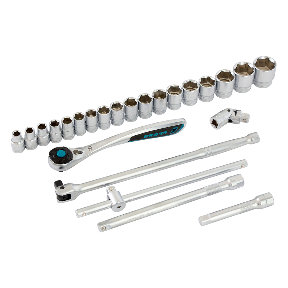Набор инструментов, 1/2", CrV, 120 зубьев, 24 предмета Gross