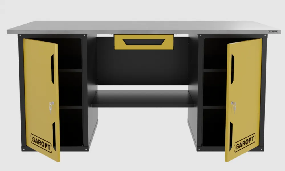 Верстак двухтумбовый с ящиком, желтый 1800*700 Garopt, GT1800DDY1.yell
