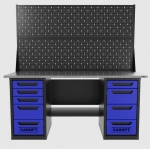 Верстак двухтумбовый 4 ящиков /5 ящиков с двумя экранами 1800*700 синий GAROPT, GT1800Y4Y5PP2.blue