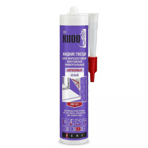 Клей жидкие гвозди Kudo KBT 301 монтажный универсальный морозостойкий акриловый белый 280 мл, шт